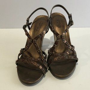 EUC Kenneth Cole Reaction Beaded Bronze Sandals
